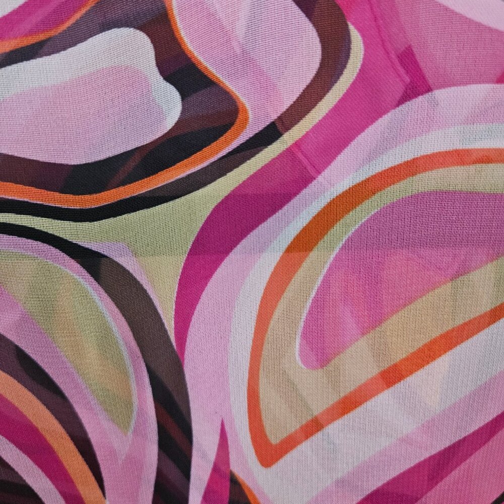 Vintage Nicola Pink Orange Psychedelic Swirl Sheer Blouse Top Size Small - Picture 9 of 9